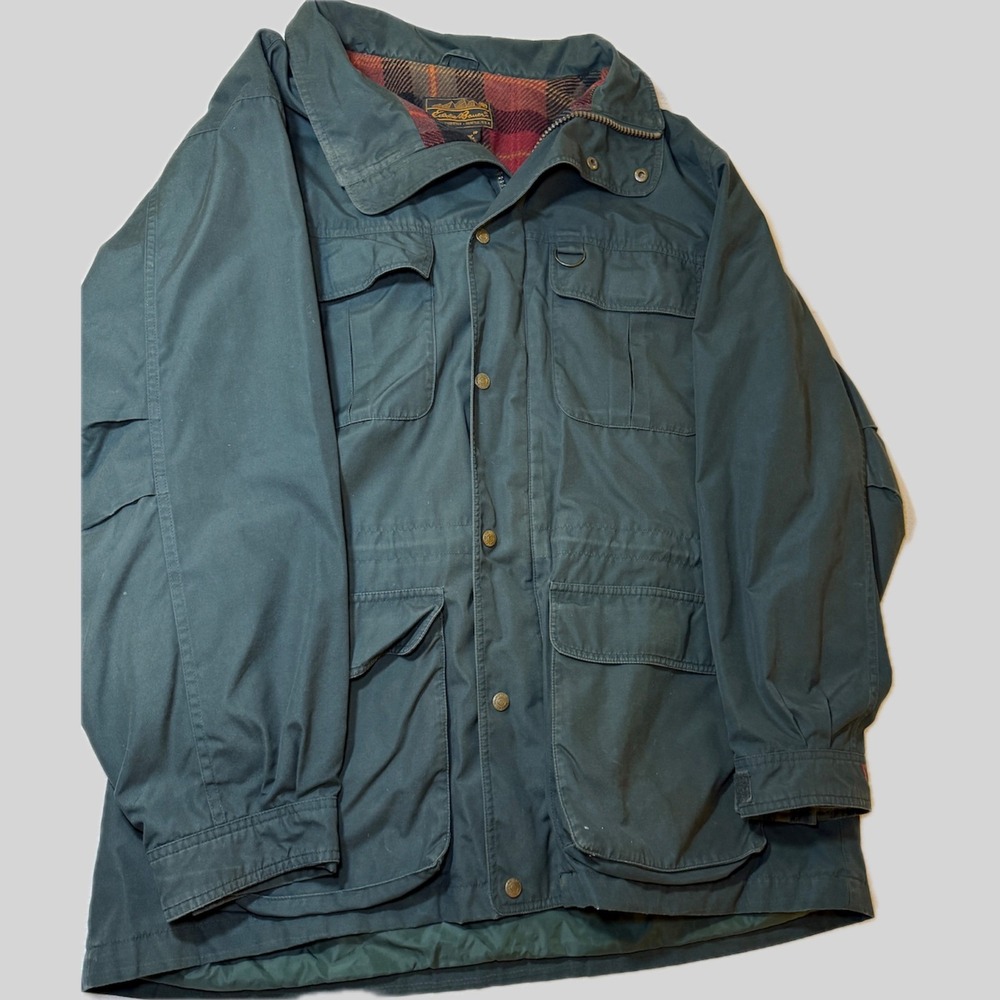 Eddie Bauer Vintage Mountain Parka Mens XL Green Wool Lined Field Jacket U734